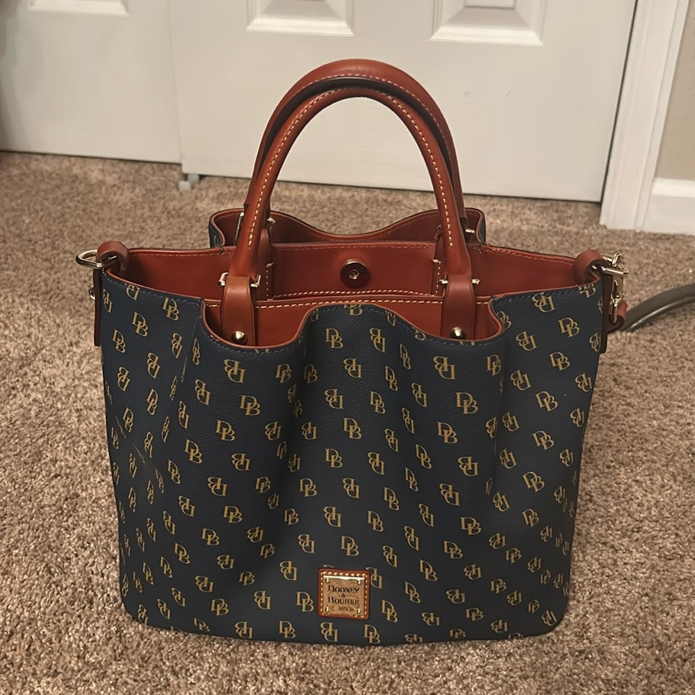 Dooney & Bourke Navy and Brown Tote Bag